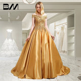 Off Shoulder Satin Prom Dress