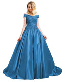 Elegant Green Satin Evening Gown