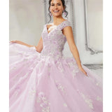 Sparkly Tulle Lace Appliques Quinceanera Dress Set One