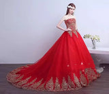 Red Tulle Strapless Formal Dress