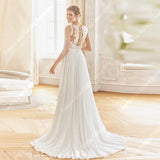 Lace Floral V-Neck Wedding Dress