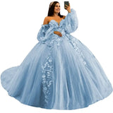 3D Floral Quinceañera Ball Gown