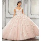 Sparkly Tulle Lace Appliques Quinceanera Dress Set Two