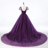 Short Sleeve Tulle Formal Gown