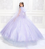 Lace Applique Floor Length Quinceanera Dress With Cape