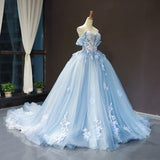 Blue Off-Shoulder Quinceañera Dress