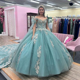 Shiny V-Neck Princess Quinceanera Ball Gown With Cape