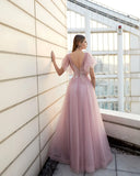 V-neck A-line Backless Formal Dress