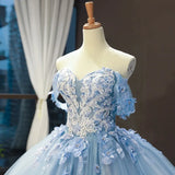 Blue Off-Shoulder Quinceañera Dress