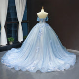 Blue Off-Shoulder Quinceañera Dress
