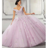 Sparkly Tulle Lace Appliques Quinceanera Dress Set One