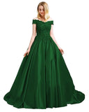 Off Shoulder Satin Prom Dress