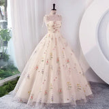 Floral Embroidery Long Prom Dress