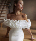 Modern Off The Shoulder Satin Mermaid Wedding Dress