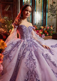 Lilac Quinceañera Dress with Sleeves