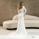 Long Sleeve Satin Mermaid Wedding Dress