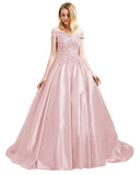 Elegant Green Satin Evening Gown