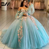 3D Floral Quinceañera Ball Gown
