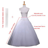 Adjustable 4 Layer Tulle Floor Length Hoopless Petticoat