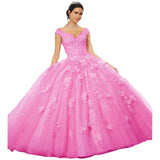 Sparkly Tulle Lace Appliques Quinceanera Dress Set Two