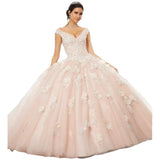 Sparkly Tulle Lace Appliques Quinceanera Dress Set One