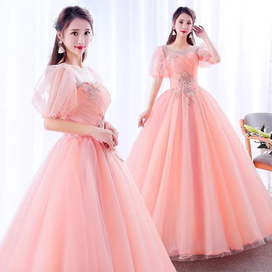 Scoop Neck Beaded Quinceañera Gown