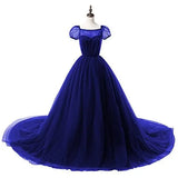 Short Sleeve Tulle Formal Gown