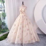 Floral Embroidery Long Prom Dress