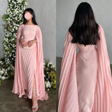 Pink Luxury Formal Dress with Sleeves