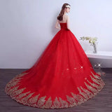 Red Tulle Strapless Plus Size Wedding Dress