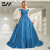 Off Shoulder Satin Prom Dress