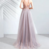 Elegant Embroidered Sling Evening Dress