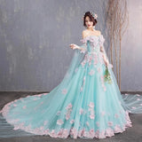 Princess Lace 3D Flower Quinceanera Dress With Cape