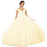 Sparkly Tulle Lace Appliques Quinceanera Dress Set One