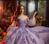 Lilac Quinceañera Dress with Sleeves