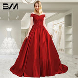 Off Shoulder Satin Prom Dress