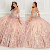 Champagne Off-Shoulder Quinceañera Dress