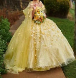 Lace Applique Floor Length Quinceanera Dress With Cape