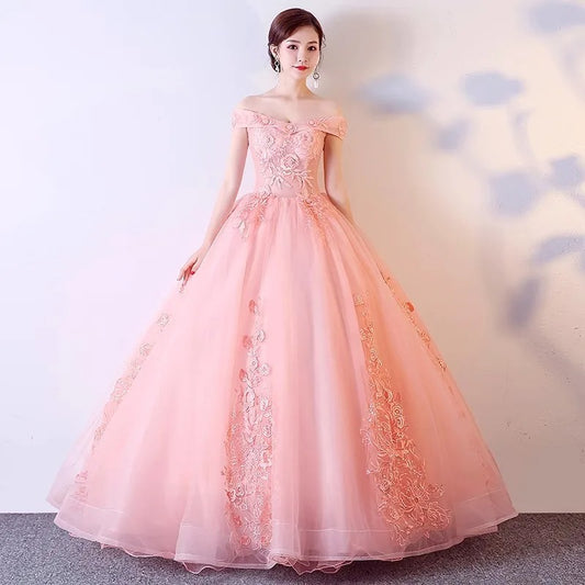 Quinceañera Off-Shoulder Lace Ball Gown