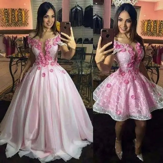Hot Pink 2-in-1 Quinceañera Dress