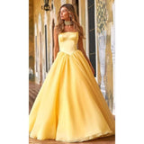 Chic Yellow A-Line Strapless Formal Dress