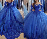 Royal Blue Lace Quinceañera Dress