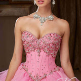 Pink Beaded Quinceañera Ball Gown