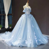 Blue Off-Shoulder Quinceañera Dress
