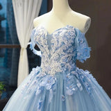Blue Off-Shoulder Quinceañera Dress