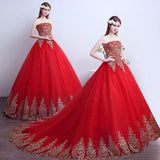 Red Tulle Strapless Formal Dress