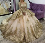Champagne Gold Lace Princess Quinceanera Dress