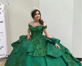 Emerald Green Off-Shoulder Quinceañera Dress