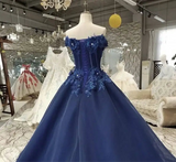 Beaded Blue Sweetheart Quinceañera  Gown