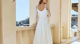 Vintage Satin Lace Appliques Floor Length A Line Wedding Dress